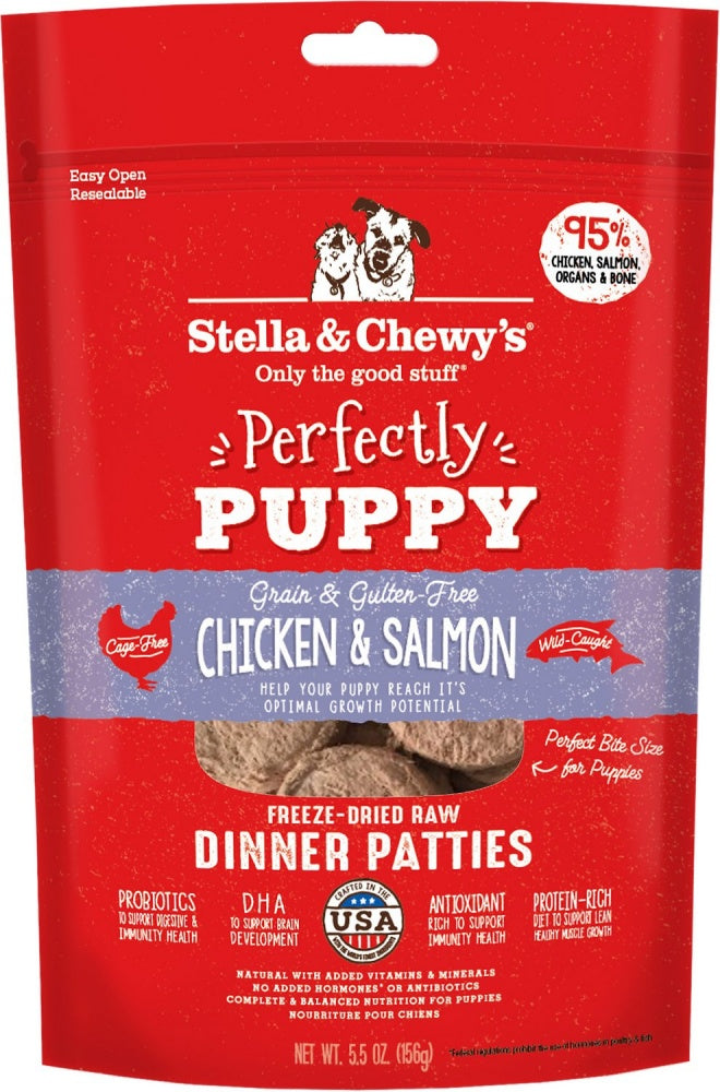 Stella & Chewy's Perfectly Puppy Freeze Dried Raw Chicken and Salmon Dinner Patties Grain Free Dog Food