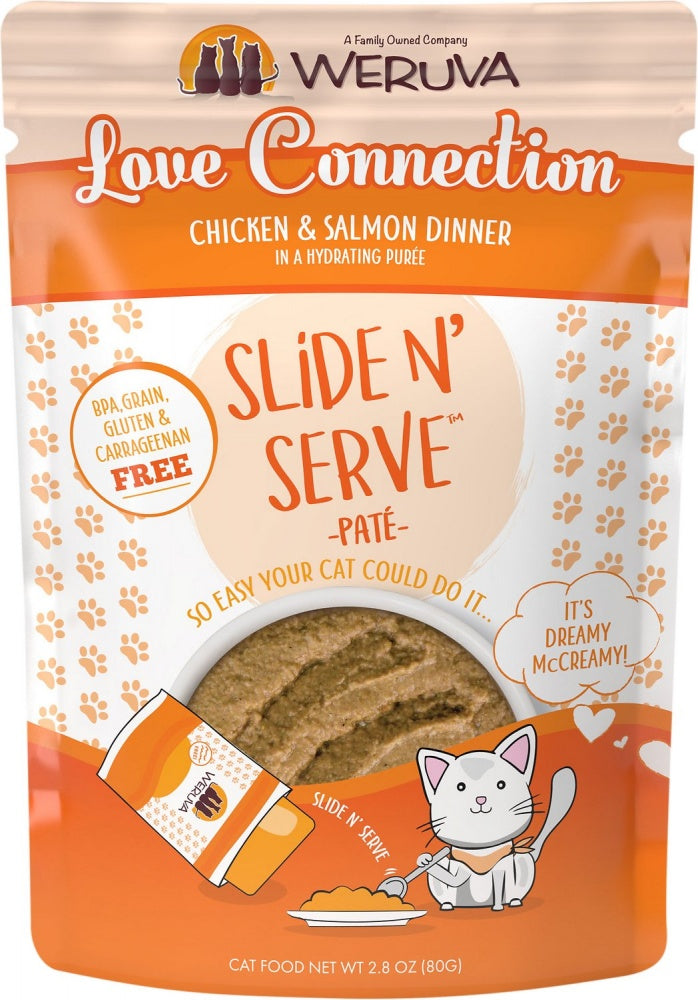 Weruva Slide N' Serve Grain Free Love Connection Chicken & Salmon Dinner Wet Cat Food Pouch