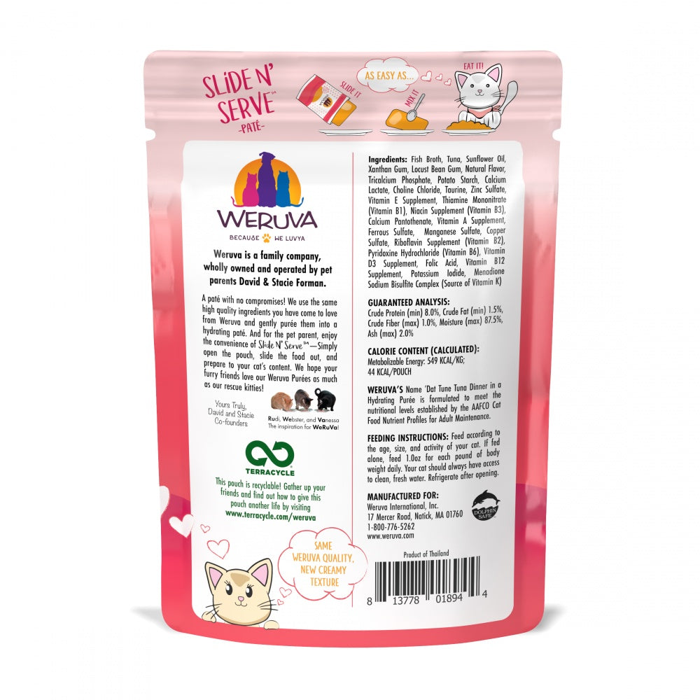 Weruva Slide N' Serve Grain Free Name 'Dat Tuna Tuna Dinner Wet Cat Food Pouch